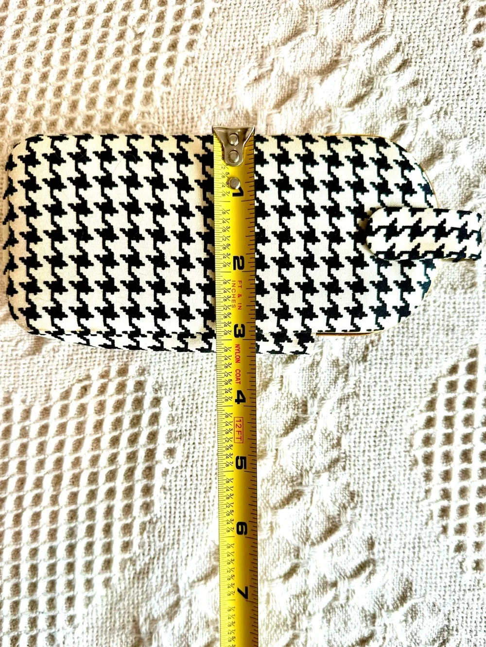 Black & White Houndstooth Accessory Set(Phone,Lipstick Case w Mirror,Keyes,Coin)